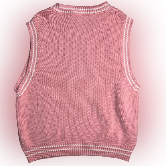 Cottagecore Barbiecore Cable Knit Pink Sweater Vest - Picture 2 of 4